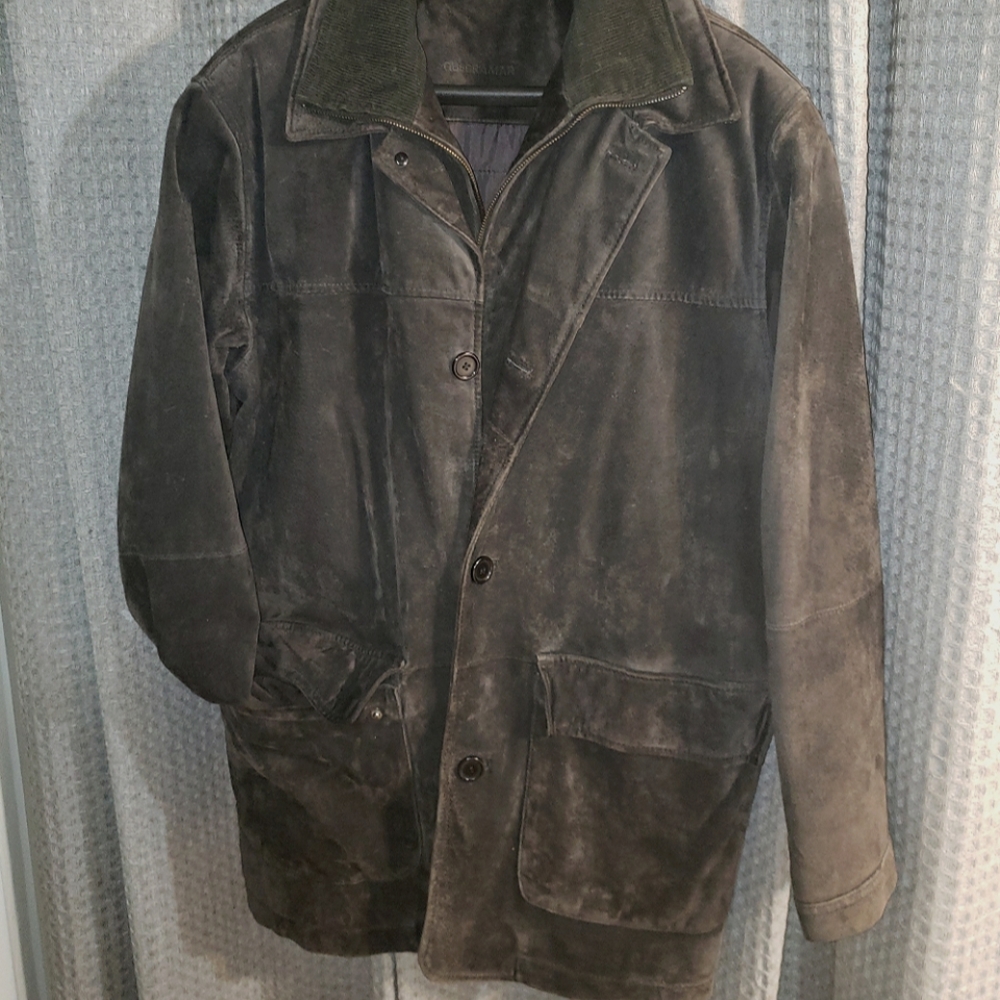 Quebramar Brown Suede Jacket with detatchable collar Small(fits med/lg)